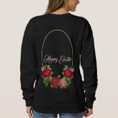 Sweatshirt Chic Aquarelle Florale Rose Wreath Lapin de Pâques (Dos)