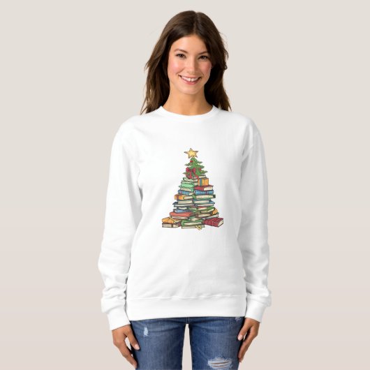 Sweatshirt Chic Bookish Christmas Tree Sweater délice (Devant entier)