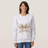 Sweatshirt Chic Crème Argent Glam Bow Love (Devant entier)