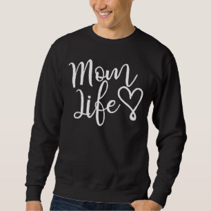 Sweatshirt Chic écriture blanche Vie de maman Cœur