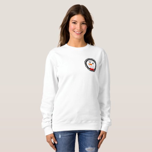 Sweatshirt Chic Snowman sur mesure avec Red Bowtie Black Buff (Devant entier)