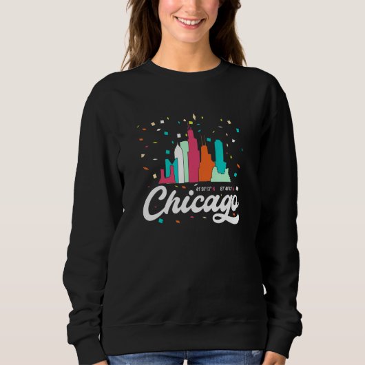 Sweatshirt Chicago City Illinois Skyline États-Unis drapeau a (Devant)