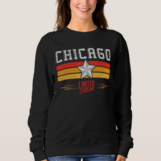 Sweatshirt Chicago Illinois Retro Vintage Stripes Chicago Gif (Devant)