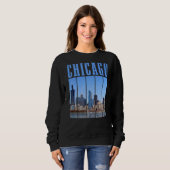 Sweatshirt Chicago Skyline Illinois Vintage Pride Chicago (Devant entier)