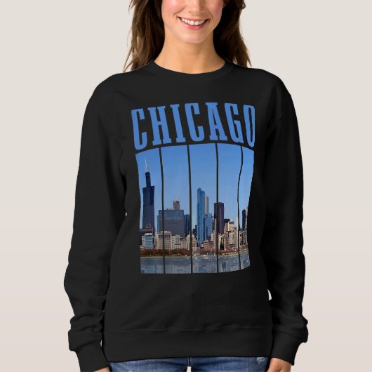 Sweatshirt Chicago Skyline Illinois Vintage Pride Chicago (Devant)