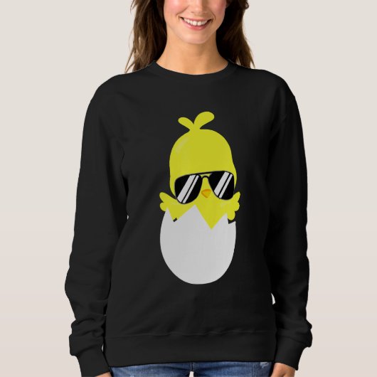 Sweatshirt Chick Avec Lunettes De Soleil Ferme Animal Poulet (Devant)