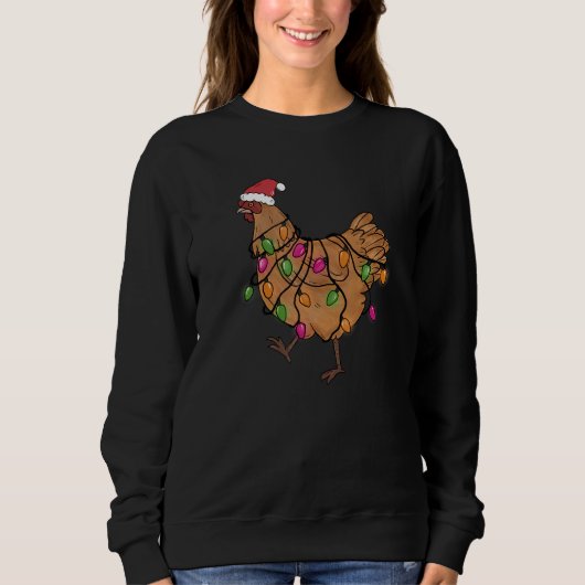 Sweatshirt Chicken Christmas Santa Christmas Lights Chicken (Devant)