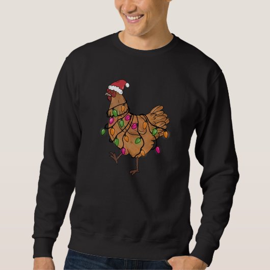 Sweatshirt Chicken Christmas Santa  Christmas Lights Chicken (Devant)
