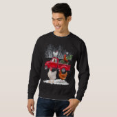 Sweatshirt Chicken équitation Camion Rouge Joyeux Noël Poulet (Devant entier)