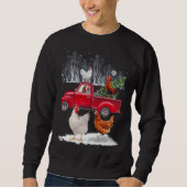 Sweatshirt Chicken équitation Camion Rouge Joyeux Noël Poulet (Devant)