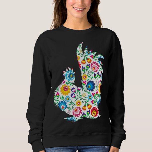 Sweatshirt Chicken Lover Floral Silkie Hen   (Devant)