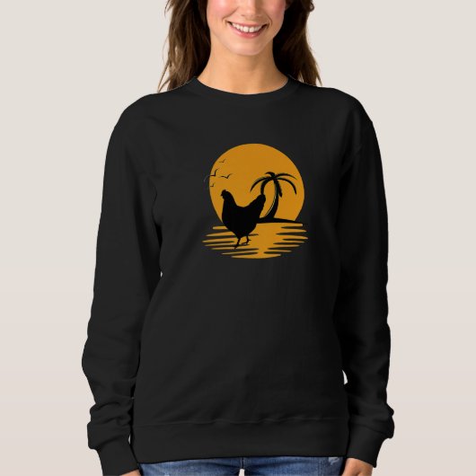Sweatshirt Chicken Retro Sunset Funny Farmer (Devant)