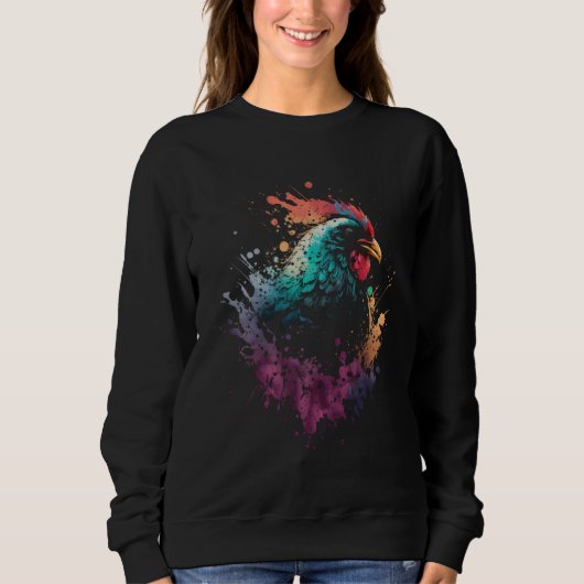Sweatshirt Chicken Splash Retro Chicken Rooster Vintage Chick (Devant)