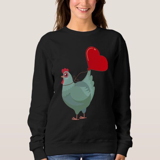 Sweatshirt Chickens With Heart Balloon Valentines Day Love Bo (Devant)