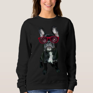 Sweatshirt Chien À Balles Français Avec Lunettes Rouges Par W