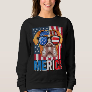 Sweatshirt Chien à drapeau de la boîte Merica 4 juillet à chi