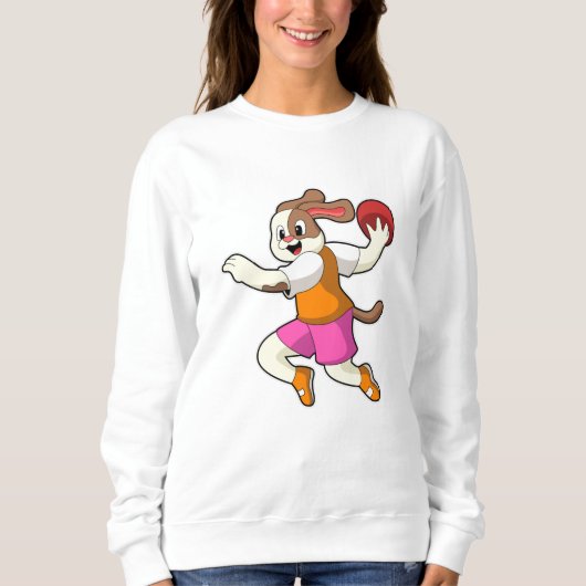 Sweatshirt Chien à Handball joueur avec Handball (Devant)