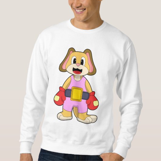 Sweatshirt Chien à la boxe avec gants de boxe (Devant)