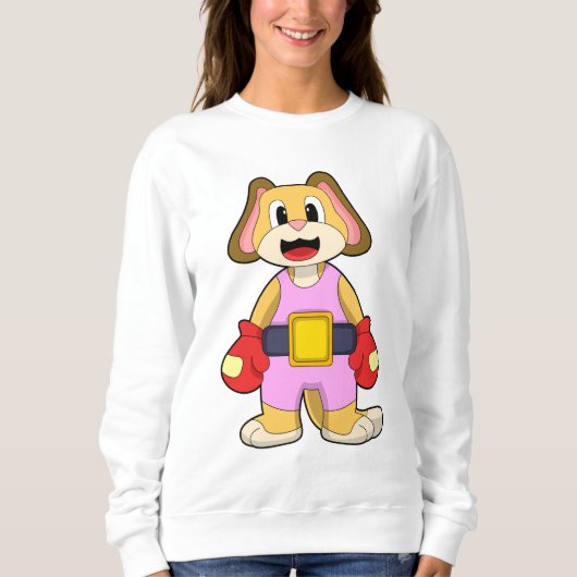 Sweatshirt Chien à la boxe avec gants de boxe (Devant)