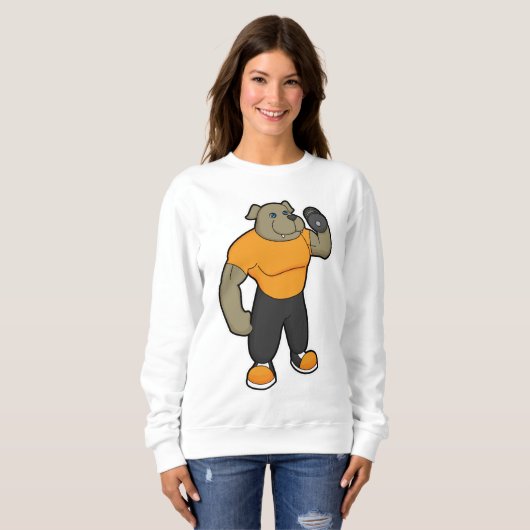 Sweatshirt Chien à la condition physique avec Dumbbell (Devant entier)