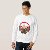 Sweatshirt Chien à la musique avec casque (Devant entier)