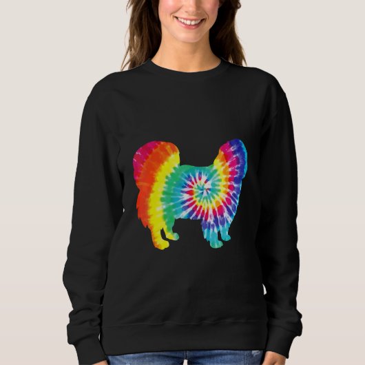 Sweatshirt Chien à teinture Hippie Pekingese Retro Puppy (Devant)