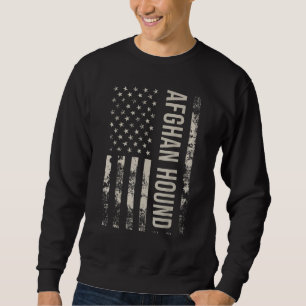 Sweatshirt Chien Afghan Hound Drapeau Américain US Vintage