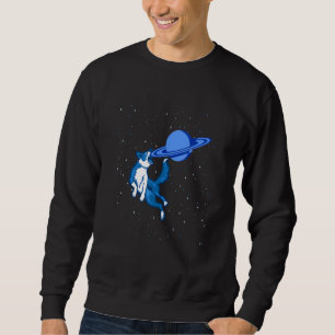Sweatshirt Chien attrape Saturne comme Frisbee Space Astronom