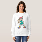 Sweatshirt Chien au baseball avec batte de baseball (Devant entier)