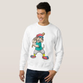 Sweatshirt Chien au baseball avec une batte de baseball (Devant entier)
