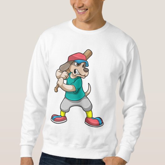 Sweatshirt Chien au baseball avec une batte de baseball (Devant)