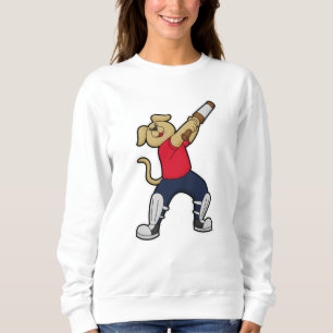 Sweatshirt Chien au cricket avec batte de cricket
