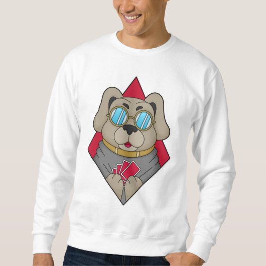 Sweatshirt Chien au Poker avec cartes de Poker (Devant)