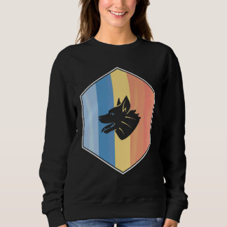 Sweatshirt Chien avec des couleurs rétro dans un hexagone