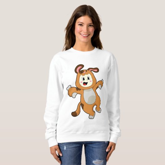 Sweatshirt Chien avec os comme lapin (Devant entier)