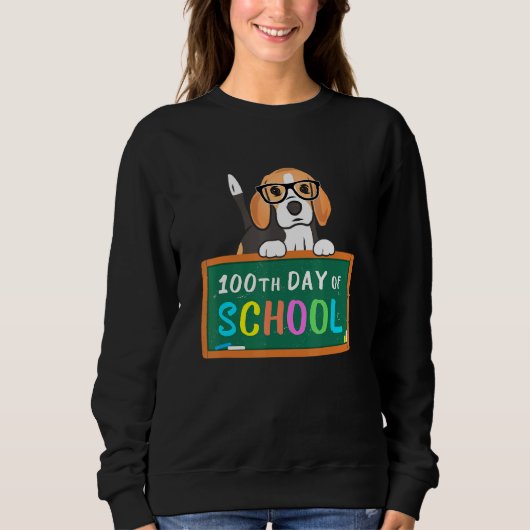 Sweatshirt Chien beagle 100e Jour De L'École Professeur Ide É (Devant)