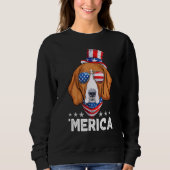Sweatshirt Chien Beagle avec lunettes de soleil Drapeau améri (Devant)