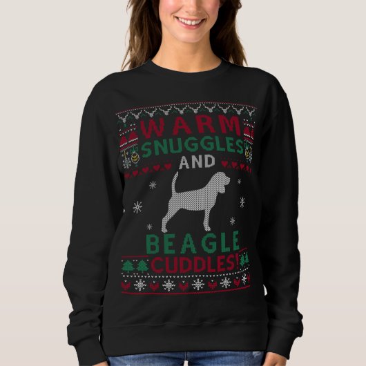 Sweatshirt Chien Beagle de Noël, style sucré moche (Devant)