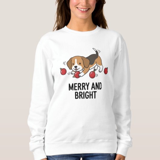 Sweatshirt Chien Beagle Douce Chaleur d'Hiver Joyeux Design L (Devant)