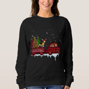Sweatshirt Chien berger allemand Noël Camion rouge plaqué Noë