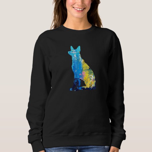 Sweatshirt Chien berger allemand Peinture Abstraite Art color (Devant)