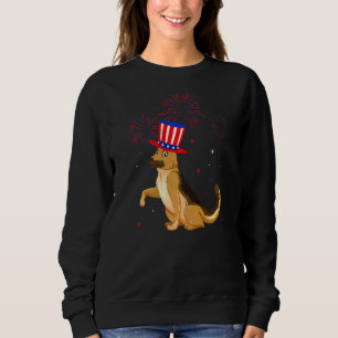 Sweatshirt Chien berger allemand Rouge Blanc Bleu Feu d'artif