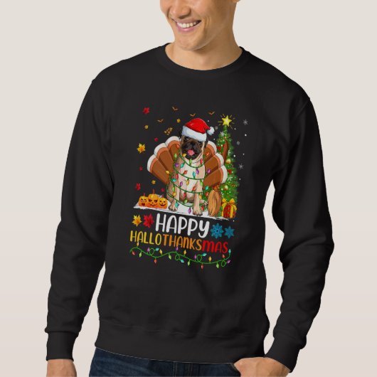 Sweatshirt Chien Carlin Carlin heureux Hellothanksmas (Devant)
