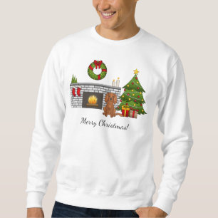 Sweatshirt Chien Cavalier Ruby dans une salle de Noël festive