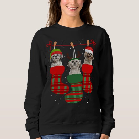 Sweatshirt Chien Chih Tzu Chaussettes de Noël Xmas Pyjama Chi (Devant)