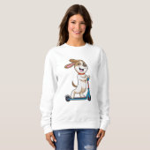 Sweatshirt Chien comme Biker avec Scooter (Devant entier)