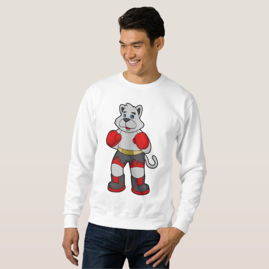 Sweatshirt Chien comme boîte avec gants de boxe (Devant entier)