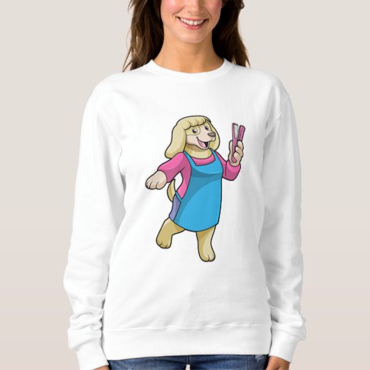 Sweatshirt Chien comme coiffeur avec peigne (Devant)