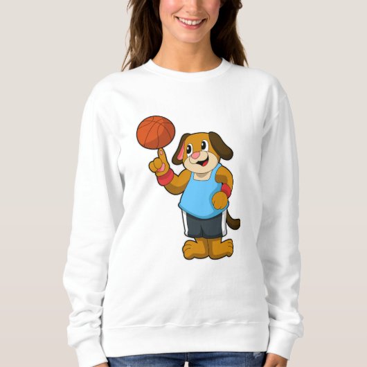 Sweatshirt Chien comme joueur de basket-ball avec basket-ball (Devant)