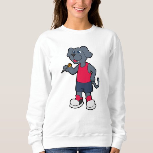 Sweatshirt Chien comme joueur de fléchettes avec fléchettes (Devant)